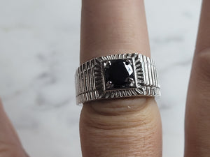 Mens Estate Sterling Silver Modernist Ring 10.1g E6209