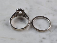 Load image into Gallery viewer, Womens Estate 14k White Gold Lab Diamond Ring Set 6.6g #E6221