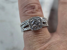 Load image into Gallery viewer, Womens Estate 14k White Gold Lab Diamond Ring Set 6.6g #E6221