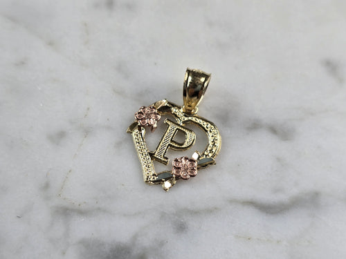 Womens 10K Yellow & Rose Gold Initial Letter 