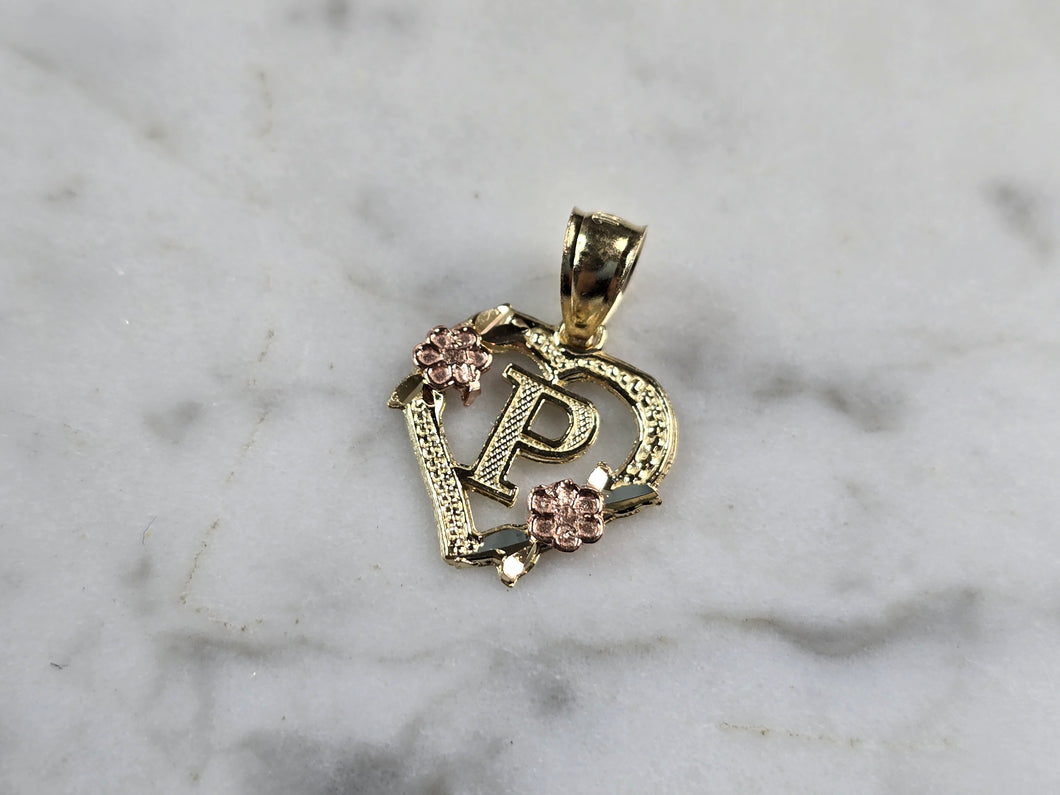 Womens 10K Yellow & Rose Gold Initial Letter 
