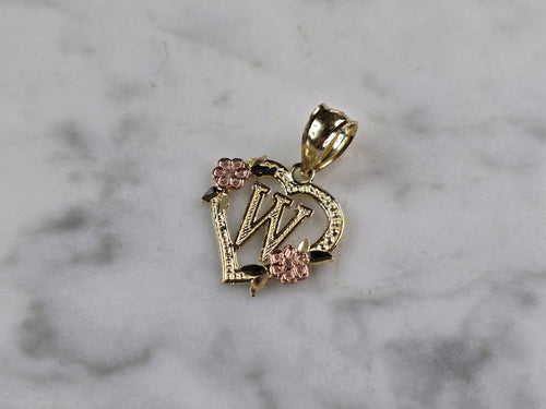 Womens 10K Yellow & Rose Gold Initial Letter 