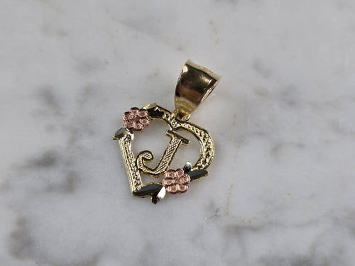 Womens 10K Yellow & Rose Gold Initial Letter 