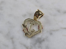 Load image into Gallery viewer, Womens 10K Yellow &amp; Rose Gold Initial Letter &quot; J &quot;  Heart Pendant 0.9g E6256