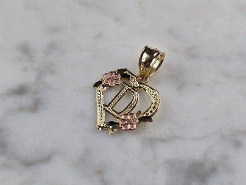 Womens 10K Yellow & Rose Gold Initial Letter 