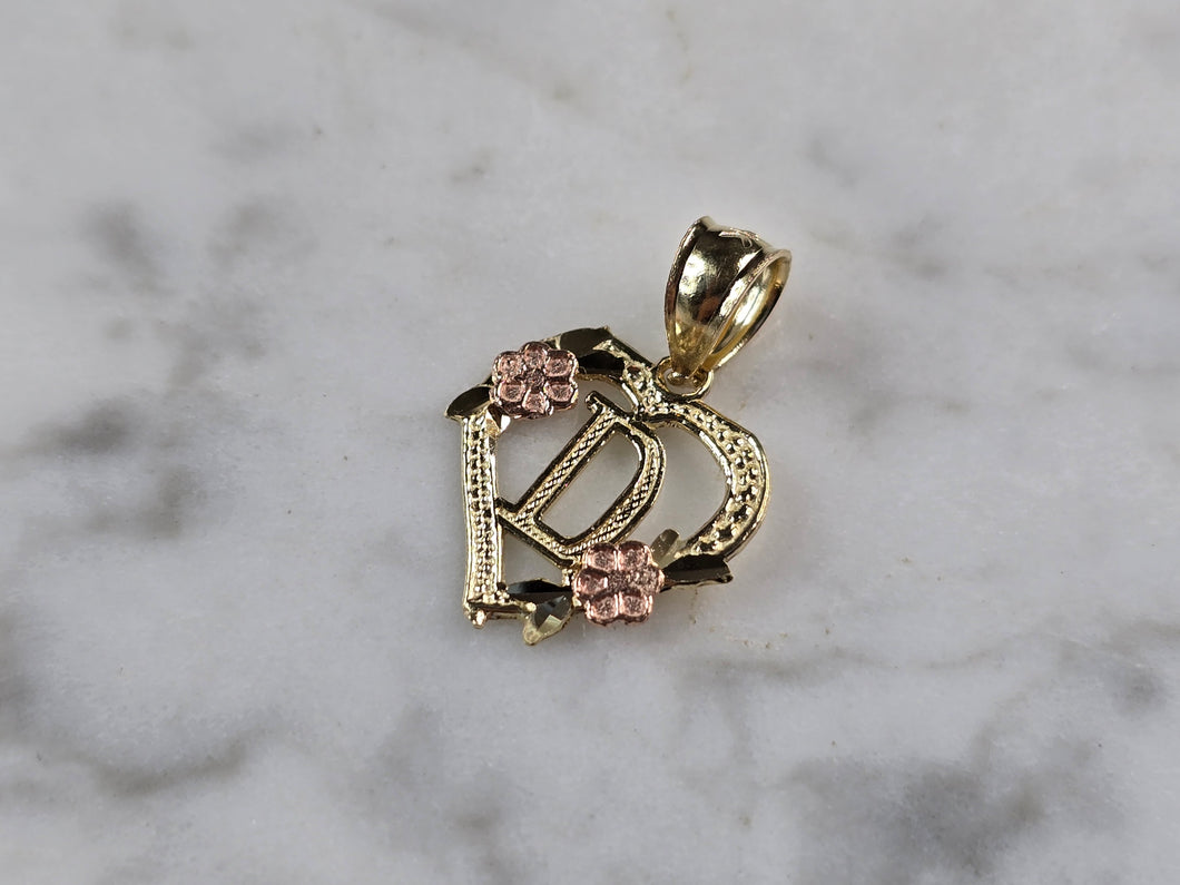 Womens 10K Yellow & Rose Gold Initial Letter 