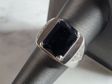 Load image into Gallery viewer, Mens Estate Sterling Silver Modernist Sapphire Ring 11.8g E6273