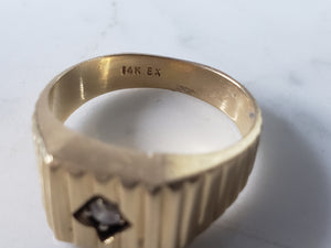 Mens Vintage Estate 14K Yellow Gold Modernist Diamond Ring 6.9g E6277