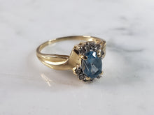 Load image into Gallery viewer, Womens Vintage Estate 10K Yellow Gold Topaz Diamond Ring 2.8g E6283