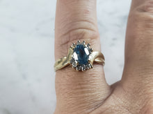 Load image into Gallery viewer, Womens Vintage Estate 10K Yellow Gold Topaz Diamond Ring 2.8g E6283