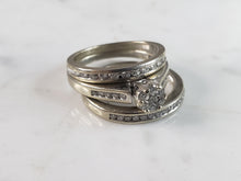 Load image into Gallery viewer, Womens Vintage Estate 10K White Gold Diamond Ring Set 7.3g, E6284