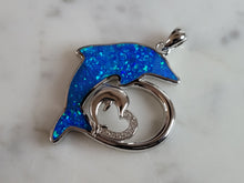 Load image into Gallery viewer, Womens Sterling Silver Blue Opal Dolphin Pendant 7.1g E6325