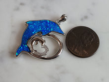 Load image into Gallery viewer, Womens Sterling Silver Blue Opal Dolphin Pendant 7.1g E6325