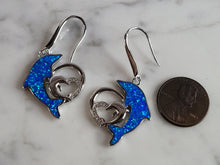 Load image into Gallery viewer, Womens Estate Sterling Silver Modernist Opal Dolphin Earrings 8.6g E6332