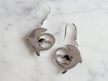 Load image into Gallery viewer, Womens Estate Sterling Silver Modernist Opal Dolphin Earrings 8.6g E6332