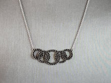 Load image into Gallery viewer, Womens Vintage Estate Sterling Silver CZ Infinity Knot Necklace 5.3g E6343