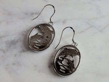 Load image into Gallery viewer, Womens Estate Sterling Silver Modernist Opal Dolphin Earrings 6.8g E6344