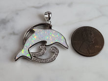 Load image into Gallery viewer, Womens Sterling Silver Opal Dolphin Pendant 6.4g E6353