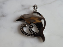 Load image into Gallery viewer, Womens Sterling Silver Opal Dolphin Pendant 6.4g E6353