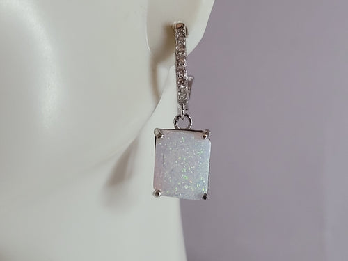 Womens Estate Sterling Silver Modernist Opal Earrings 4.5g E6356