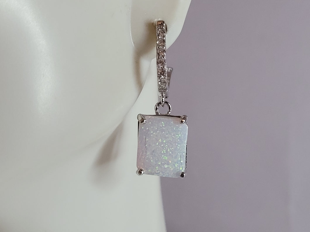 Womens Estate Sterling Silver Modernist Opal Earrings 4.5g E6356