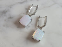 Load image into Gallery viewer, Womens Estate Sterling Silver Modernist Opal Earrings 4.5g E6356