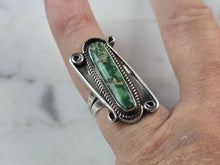 Load image into Gallery viewer, Womens Sterling Silver Navajo Freda Woodman Hansen  Turquoise Ring 8.1g E636