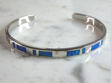 Load image into Gallery viewer, Womens Sterling Silver Modernist Opal Cuff Bracelet 14g E6376