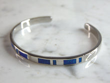 Load image into Gallery viewer, Womens Sterling Silver Modernist Opal Cuff Bracelet 14g E6376