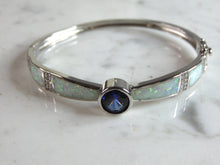 Load image into Gallery viewer, Womens Sterling Silver Modernist Opal Bangle Bracelet 15.2g E6378