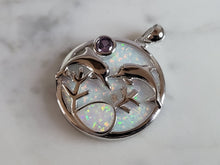 Load image into Gallery viewer, Womens Sterling Silver Opal Dolphin Pendant 5.3g E6383