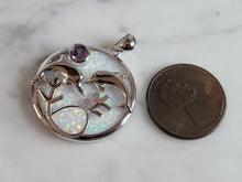 Load image into Gallery viewer, Womens Sterling Silver Opal Dolphin Pendant 5.3g E6383