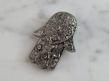 Load image into Gallery viewer, Womens Vintage Estate Sterling Silver CZ Hamsa Hand Pendant 5.6g E6389