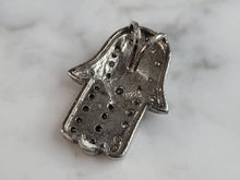 Load image into Gallery viewer, Womens Vintage Estate Sterling Silver CZ Hamsa Hand Pendant 5.6g E6389