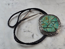 Load image into Gallery viewer, Southwestern Native American Sterling Silver Turquoise Bolo Tie E638