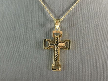 Load image into Gallery viewer, Womens Sterling Silver Gold Tone Religious Cross Necklace 4.1g E6394