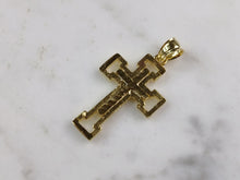 Load image into Gallery viewer, Womens Sterling Silver Gold Tone Religious Cross Necklace 4.1g E6394