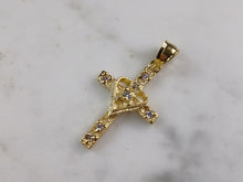 Load image into Gallery viewer, Womens Sterling Silver Gold Tone Religious Heart Cross Necklace 3.2g E6397