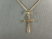 Load image into Gallery viewer, Womens Sterling Silver Gold Tone Religious Cross Necklace 2.6g E6398