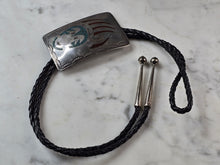Load image into Gallery viewer, Native American Bear Claw Sterling Silver Turquoise Coral Bolo Tie E639