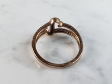 Load image into Gallery viewer, Womens Vintage Estate 10K Rose Gold Open Heart Diamond Ring 2.9g E6400
