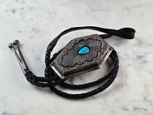 Load image into Gallery viewer, Southwestern Native American Sterling Silver Turquoise Casket Bolo Tie E640