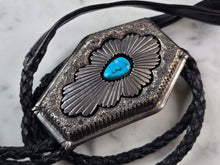 Load image into Gallery viewer, Southwestern Native American Sterling Silver Turquoise Casket Bolo Tie E640