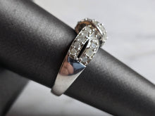 Load image into Gallery viewer, Womens Vintage Estate Sterling Silver Modernist Diamond Ribbon Ring 5.1g #E6416