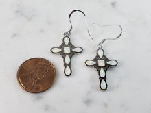 Load image into Gallery viewer, Womens Estate Sterling Silver Opal Cross Earrings 4.2g E6418