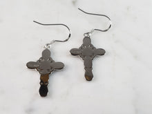 Load image into Gallery viewer, Womens Estate Sterling Silver Opal Cross Earrings 4.2g E6418
