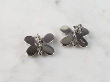 Load image into Gallery viewer, Womens Estate Sterling Silver Opal Butterfly Stud Earrings 5.0g E6419