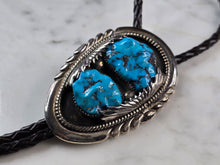 Load image into Gallery viewer, Southwestern Native American Sterling Silver Turquoise Leekya Bolo Tie E641