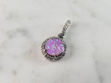 Load image into Gallery viewer, Womens Vintage Estate Sterling Silver Pink Opal Stone Pendant 1.5g E6420