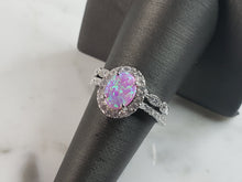 Load image into Gallery viewer, Womens Sterling Silver Pink Opal Stone Ring Set 4.8g E6421